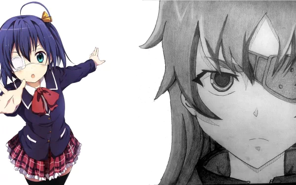 Rikka Takanashi Mirai Nikki Minene Uryu Love Chunibyo & Other Delusions Anime crossover HD Desktop Wallpaper | Background Image