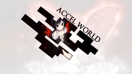 A vibrant HD wallpaper featuring Kuroyukihime as Black Lotus from *Accel World*, with striking visuals and the title Accel World prominently displayed.