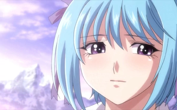 Kurumu Kurono from the anime Rosario + Vampire gazes thoughtfully, set against a beautiful sky, creating an engaging HD desktop wallpaper background.