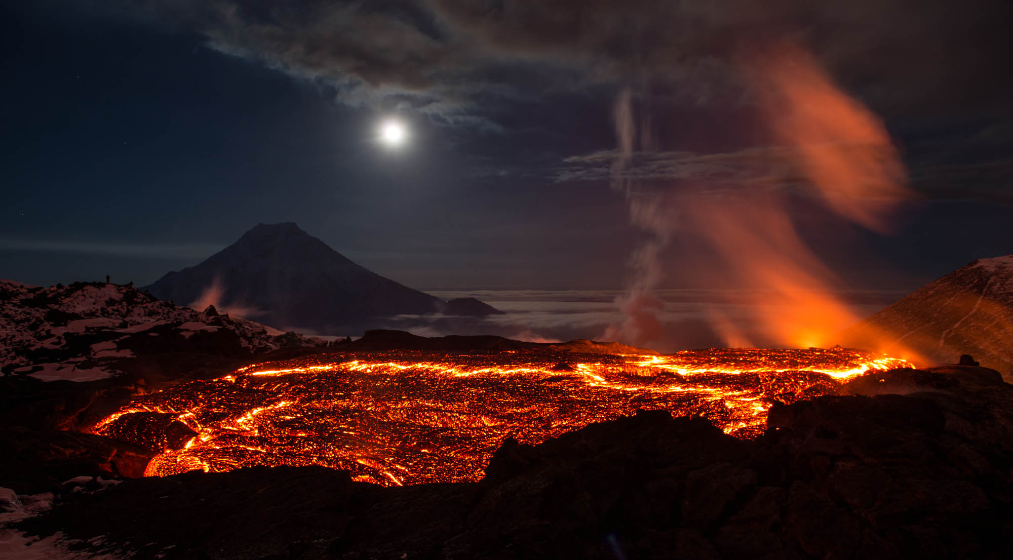 A Volcano Under Blue Sky · Free Stock Photo