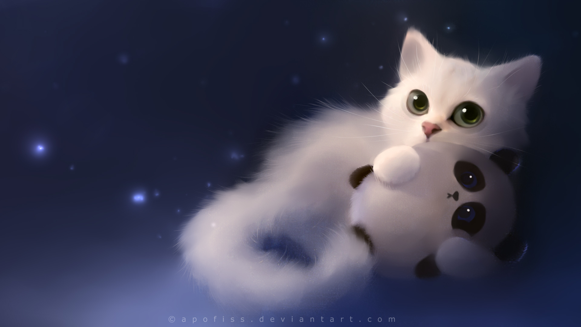 Starry Night Cat HD Wallpaper By Apofiss