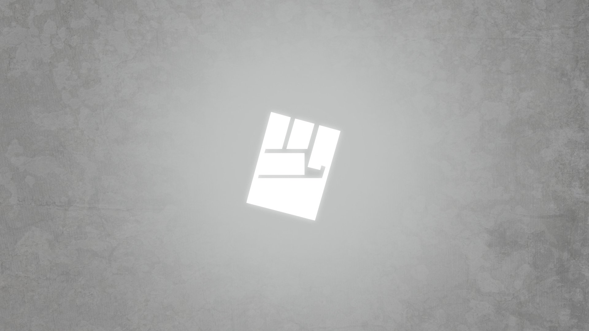 Minimal gray textured HD PC wallpaper featuring a white stylized fist emblem of Strength from the anime Black Rock Shooter