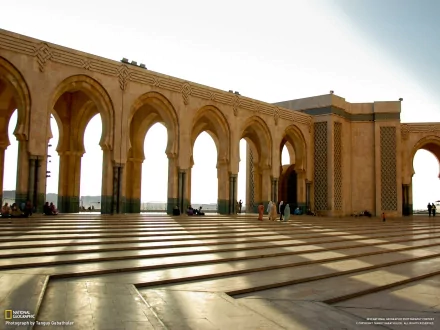 religious Hassan II Mosque HD Desktop Wallpaper | Background Image