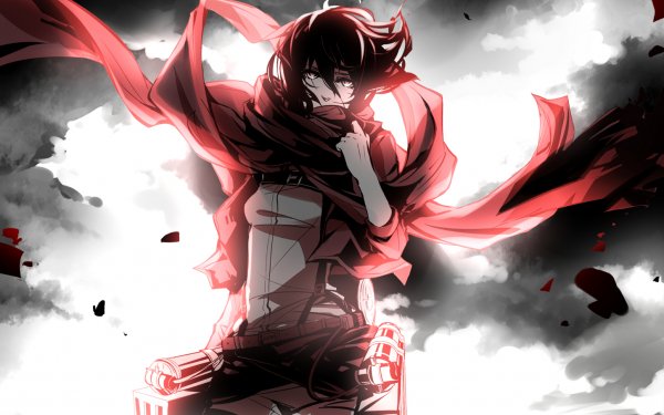 Anime L'Attaque des Titans Mikasa Ackerman Shingeki No Kyojin Black Hair Scarf Uniform Belt Fond d'écran HD | Image