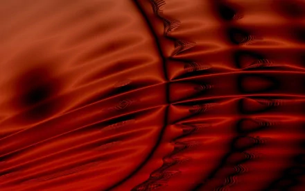 Abstract 3D design with smooth, flowing red textures and intricate patterns, presented as an HD PC desktop wallpaper and background.