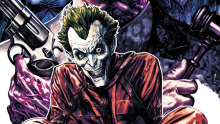 HD PC desktop wallpaper featuring the Joker from Batman Arkham Unhinged comic, showcasing his menacing grin and chaotic presence in vivid detail.