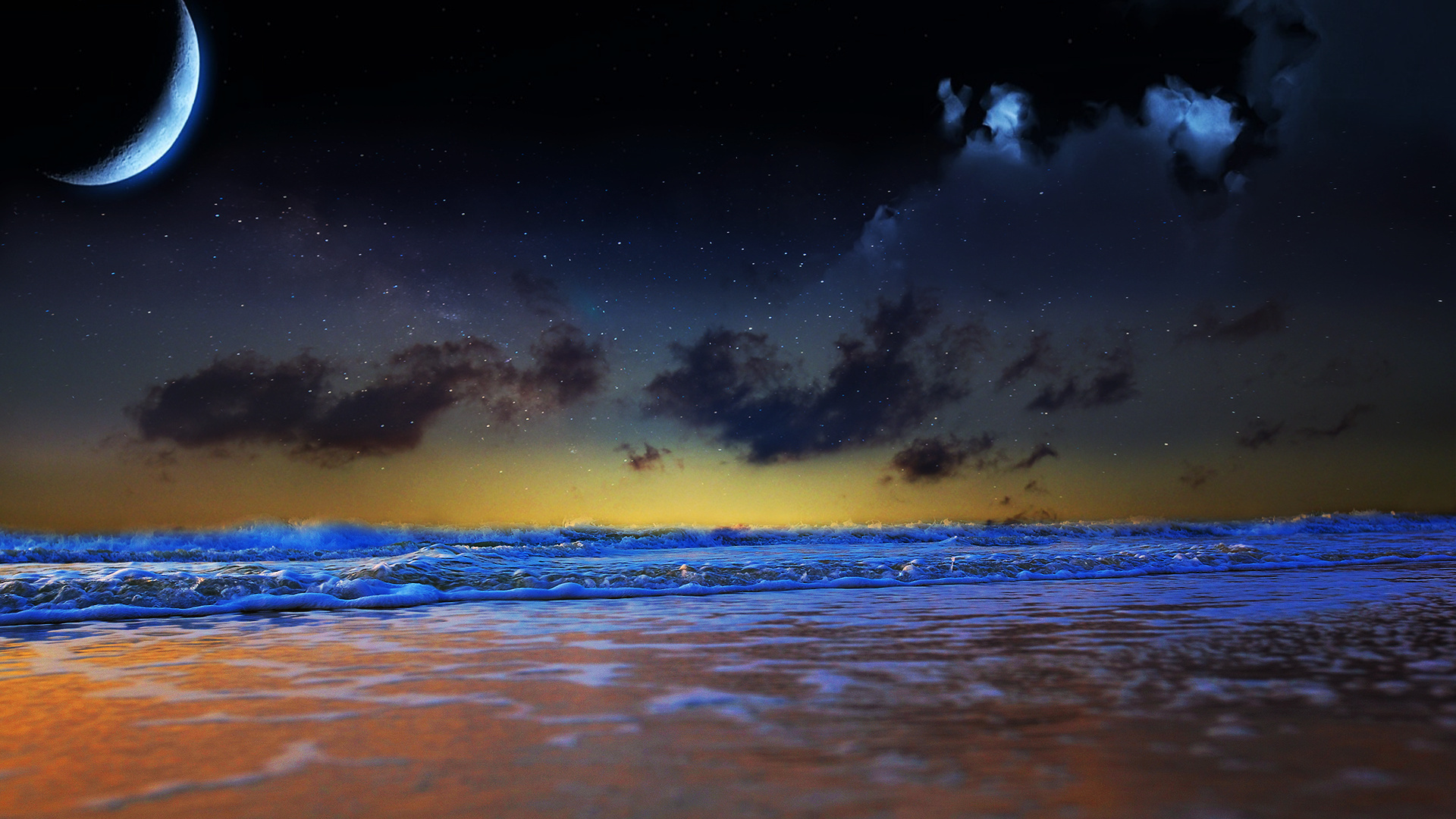 ночное небо над морем