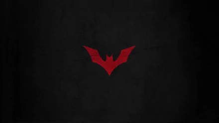 HD PC desktop wallpaper featuring a red Batman Beyond logo on a dark background, blending comic and Batman symbol elements.