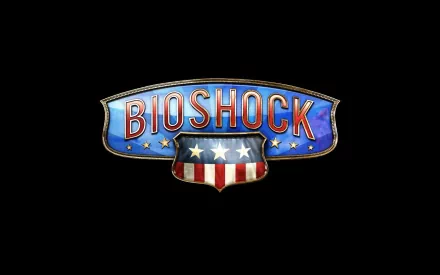 HD PC desktop wallpaper featuring the Bioshock Infinite video game logo with a patriotic red, white, and blue design.
