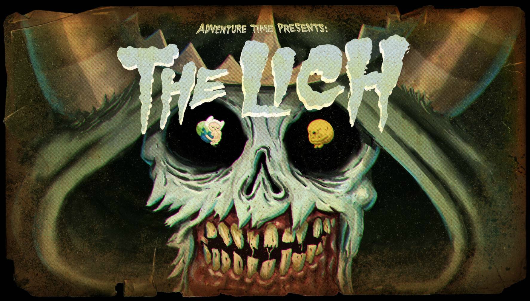 HD PC desktop wallpaper featuring the eerie skull face of The Lich from the Adventure Time TV show.