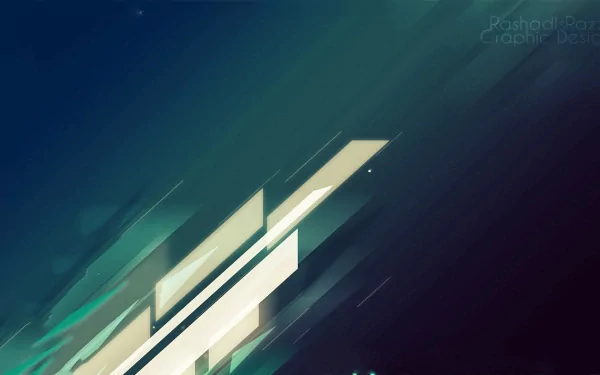 A cool HD desktop wallpaper featuring abstract geometric shapes with a smooth gradient of blue and green tones.