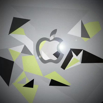 HD PC desktop wallpaper featuring a geometric abstract design with the Apple Inc. logo in the center, blending technology and modern digital art.