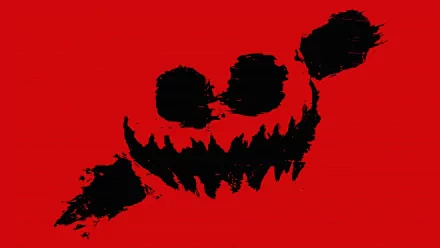 4K Ultra HD PC desktop wallpaper featuring a bold, abstract black graphic on a red background, inspired by Knife Party's music style.