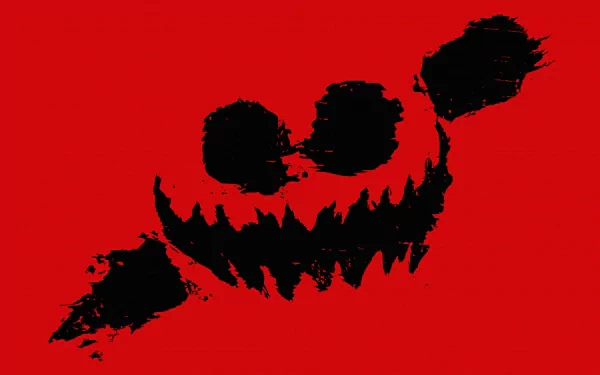 4K Ultra HD PC desktop wallpaper featuring a bold, abstract black graphic on a red background, inspired by Knife Party's music style.