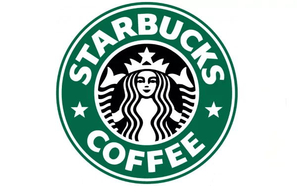 HD PC desktop wallpaper featuring the man-made, iconic Starbucks Coffee logo with its green and white mermaid design.
