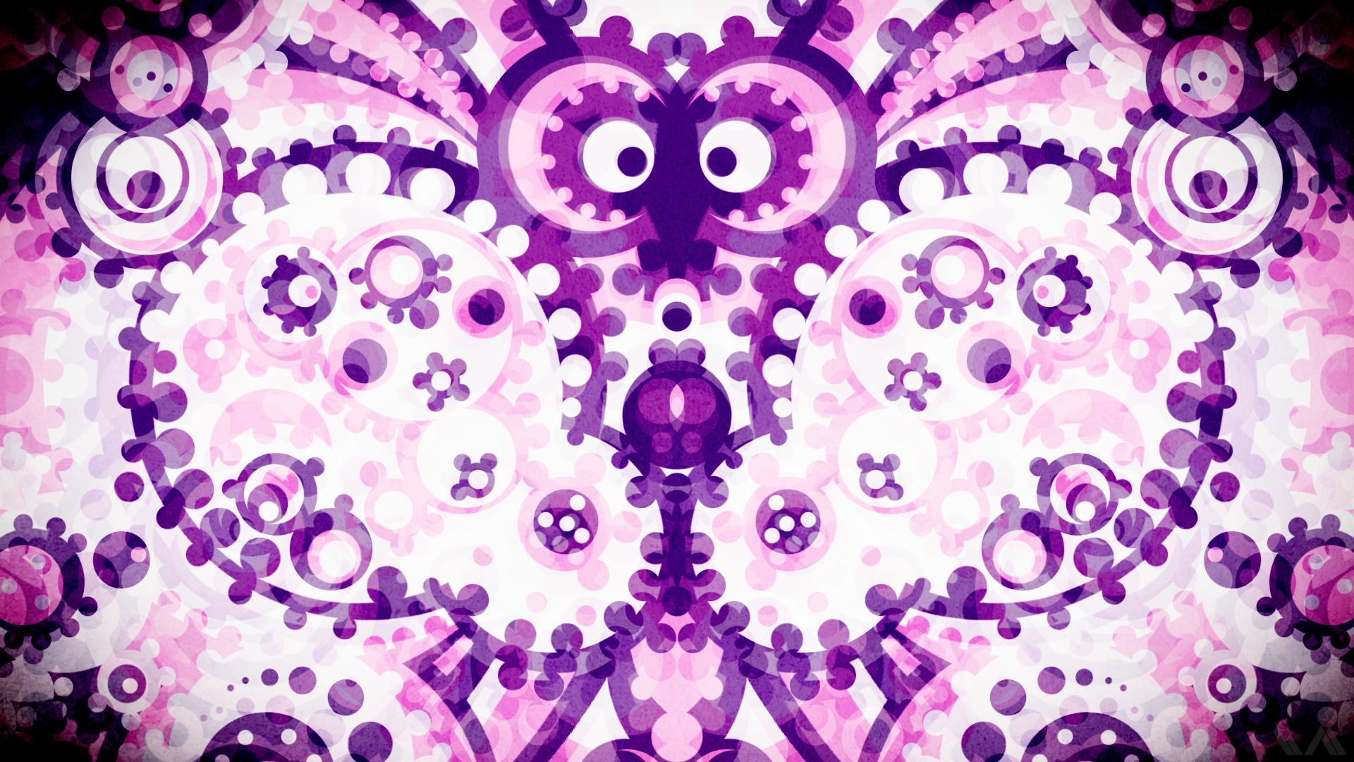 Abstract 3D purple gears create an intricate illusion pattern in this vibrant HD PC desktop wallpaper and background.