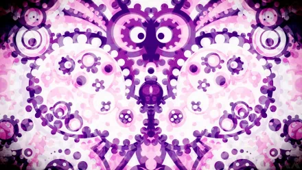 Abstract 3D purple gears create an intricate illusion pattern in this vibrant HD PC desktop wallpaper and background.