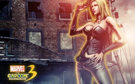 HD PC desktop wallpaper featuring a character from the video game Marvel vs. Capcom 3: Fate of Two Worlds, set against an urban, dimly lit backdrop.