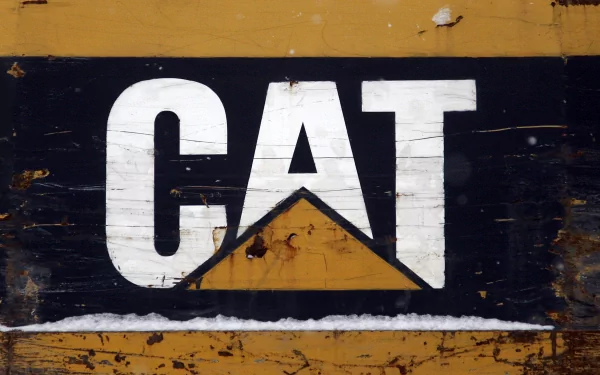 Close-up of the Caterpillar Inc. logo on a vehicle, featured as an HD PC desktop wallpaper and background.