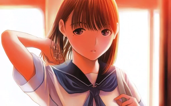 HD PC desktop wallpaper featuring Nene Anegasaki from the anime Love Plus, depicted in a school uniform with warm, glowing lighting.