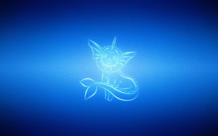 HD PC desktop wallpaper featuring a glowing blue outline of Vaporeon, an Eeveelution from the Pokémon video game series, set against a textured blue background.
