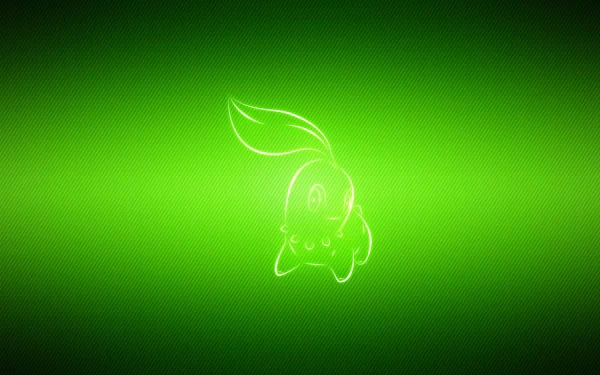 A vibrant HD desktop wallpaper featuring Chikorita, a beloved Pokémon, set against a lush green background, capturing the essence of the Pokémon video game universe.
