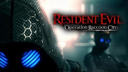 High-definition wallpaper featuring a dramatic scene from the video game Resident Evil: Operation Raccoon City, showcasing characters with glowing blue elements.