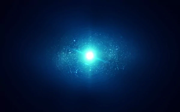 Abstract blue design with a glowing light center and particle effects, presented as an HD PC desktop wallpaper and background.