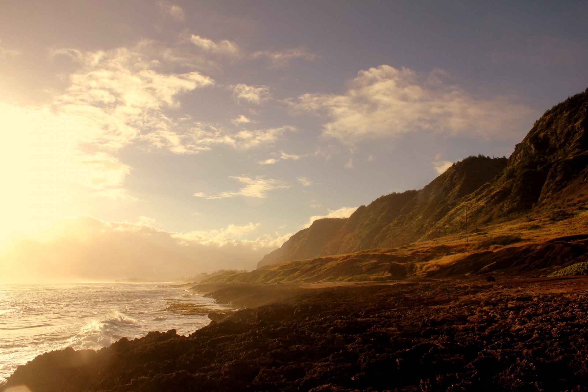 Download Sunrise Shore Coast Hawaii Nature Coastline 4k Ultra HD Wallpaper