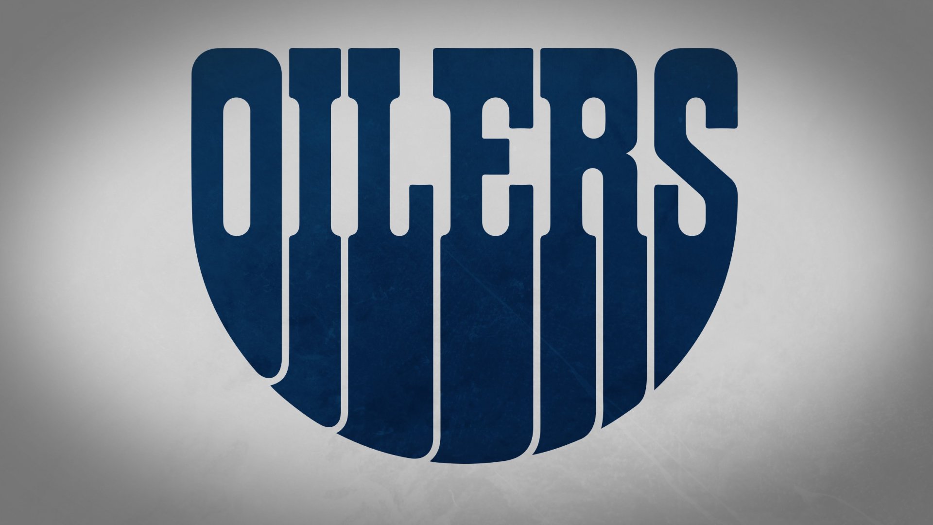 HD PC desktop wallpaper featuring the Edmonton Oilers logo with bold, stylized navy blue lettering on a light background, representing the sports team.