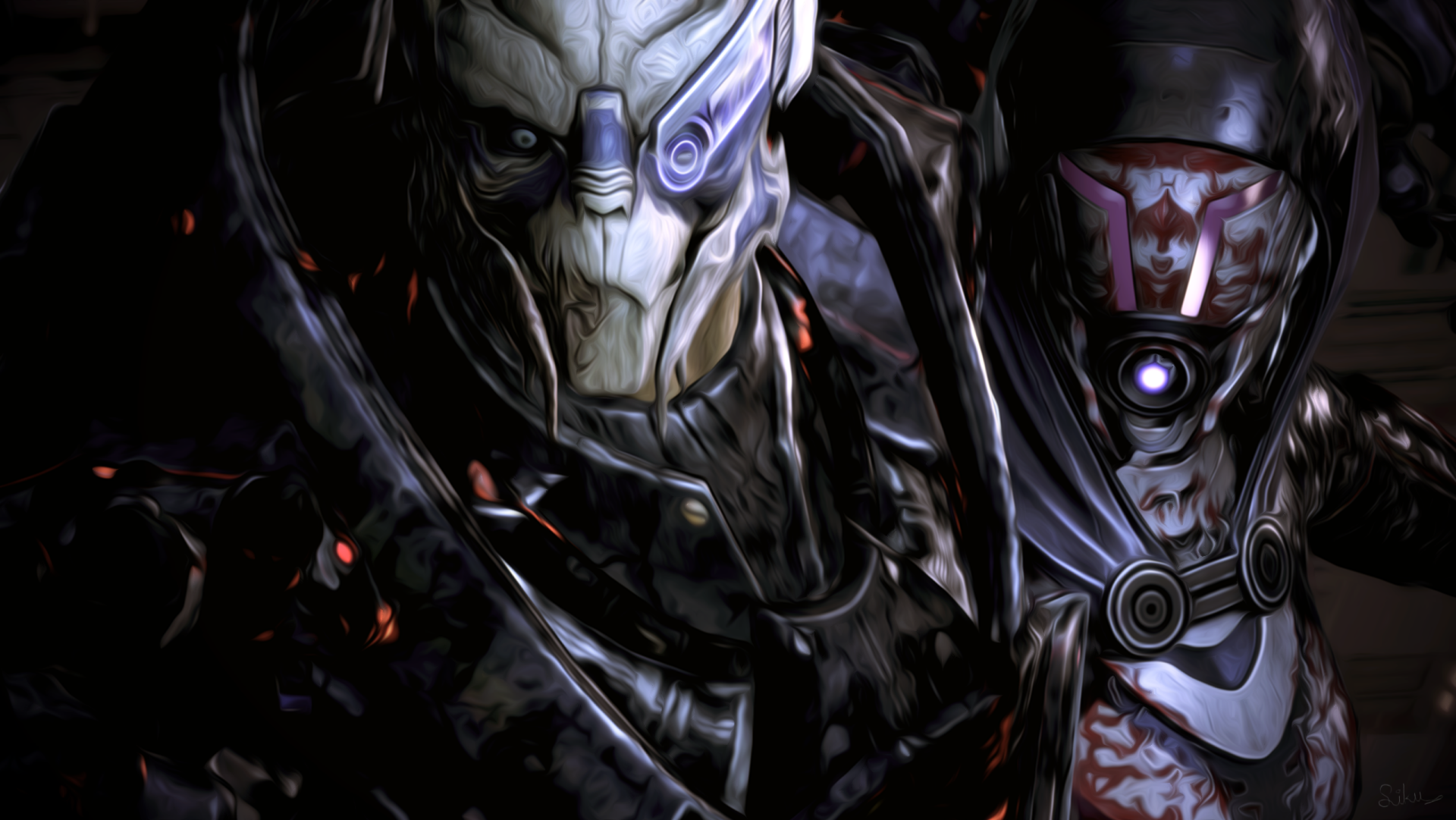 Download Tali'Zorah Garrus Vakarian Video Game Mass Effect HD Wallpaper by Liku
