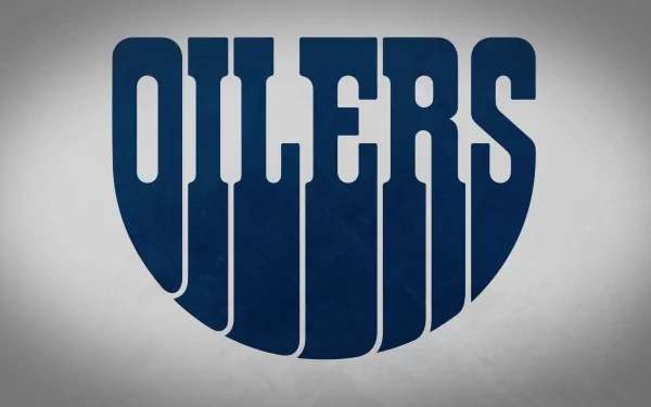 HD PC desktop wallpaper featuring the Edmonton Oilers logo with bold, stylized navy blue lettering on a light background, representing the sports team.