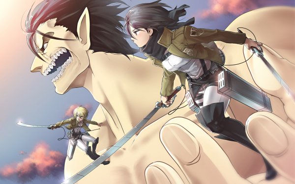 Anime Attack On Titan Mikasa Ackerman Armin Arlert Eren Yeager HD Wallpaper | Background Image