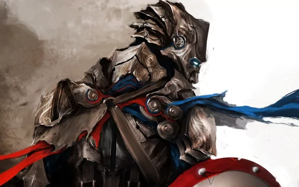 A striking HD comic-style wallpaper featuring a heroic figure in detailed armor, adorned with red and blue accents, embodying the essence of the Avengers.