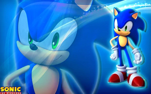 HD desktop wallpaper featuring Sonic the Hedgehog from the video game Sonic Unleashed, showcasing his iconic blue design against a dynamic background.