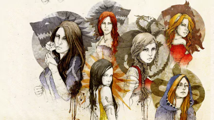 Artistic depiction of key female characters from Game of Thrones, featuring Daenerys Targaryen, Cersei Lannister, Sansa Stark, and Arianne Martell, in a colorful, dynamic collage.