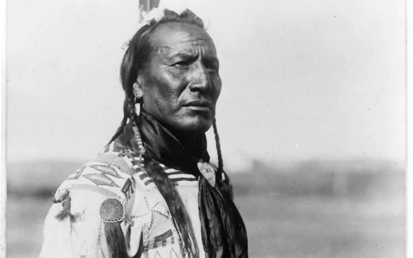 Black and white photography of a Native American man in traditional attire, captured in high definition for a PC desktop wallpaper background.