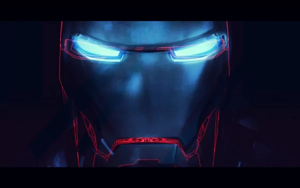 Close-up of Iron Man's glowing, high-tech helmet against a dark background from the movie Iron Man 3. HD desktop wallpaper and background.