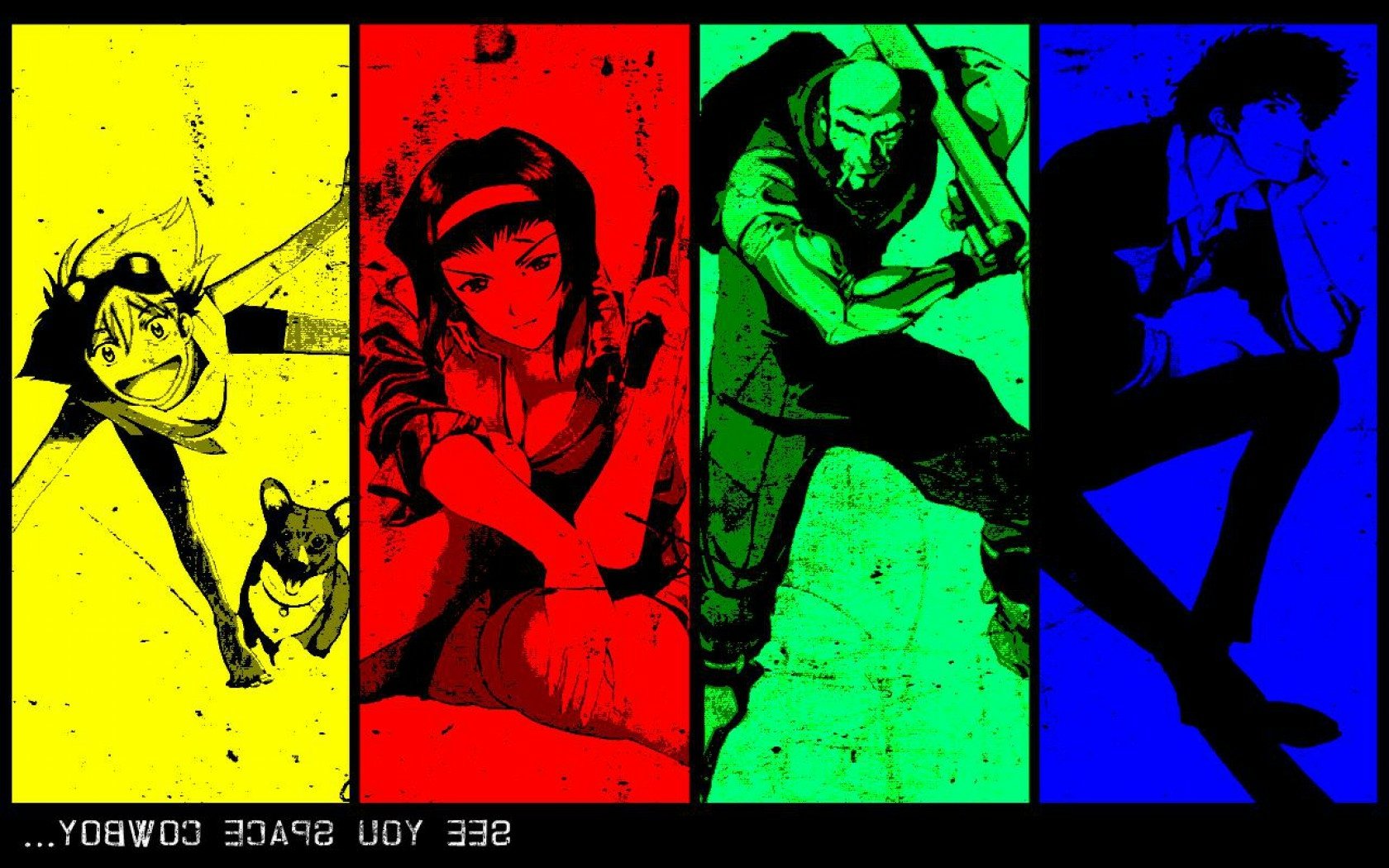 Anime - Cowboy Bebop  Edward (Cowboy Bebop) Faye Valentine Jet Black Spike Spiegel Wallpaper