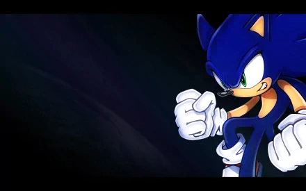 HD desktop wallpaper featuring Sonic the Hedgehog, posed against a dark background.