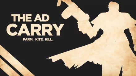 HD desktop wallpaper featuring Graves from League of Legends with text The AD Carry: Farm. Kite. Kill. against a black background.