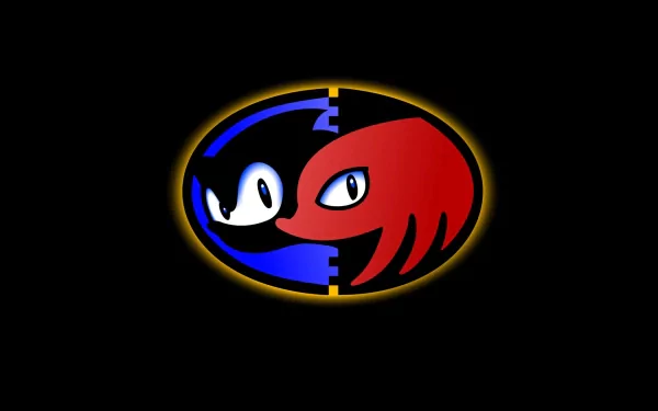 HD desktop wallpaper of Sonic the Hedgehog and Knuckles the Echidna's profiles against a black background.