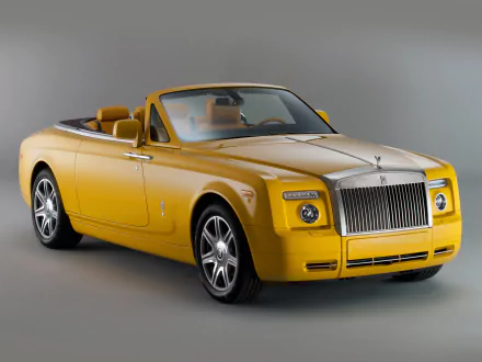 HD desktop wallpaper featuring a yellow Rolls-Royce Phantom convertible, showcasing luxury and elegance in a sleek vehicle design.