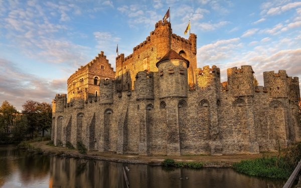 Man Made Gravensteen Castles Belgium Castle Moat HD Wallpaper | Background Image