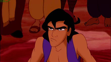 HD wallpaper of Aladdin from the 1992 animated film, showcasing the character with a determined expression.
