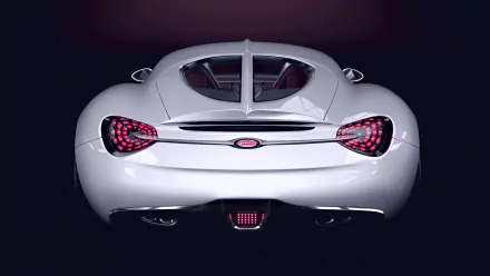 HD desktop wallpaper showcasing the rear view of a sleek white Bugatti Gangloff vehicle against a dark background.