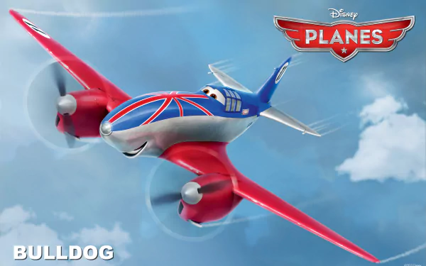 HD desktop wallpaper featuring Bulldog from Disney's Planes soaring in the sky.
