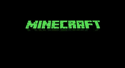 HD desktop wallpaper featuring the green Minecraft logo on a black background, specifically designed for video game enthusiasts.