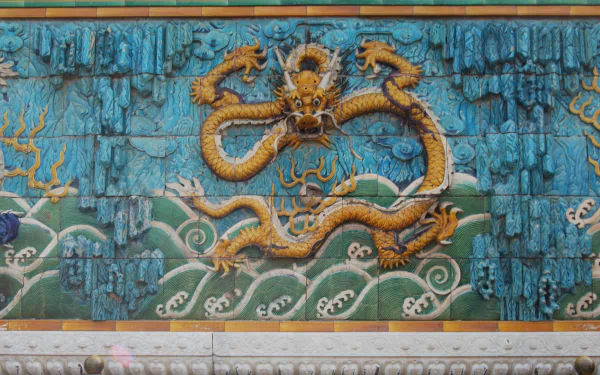 man made nine-dragon wall HD Desktop Wallpaper | Background Image