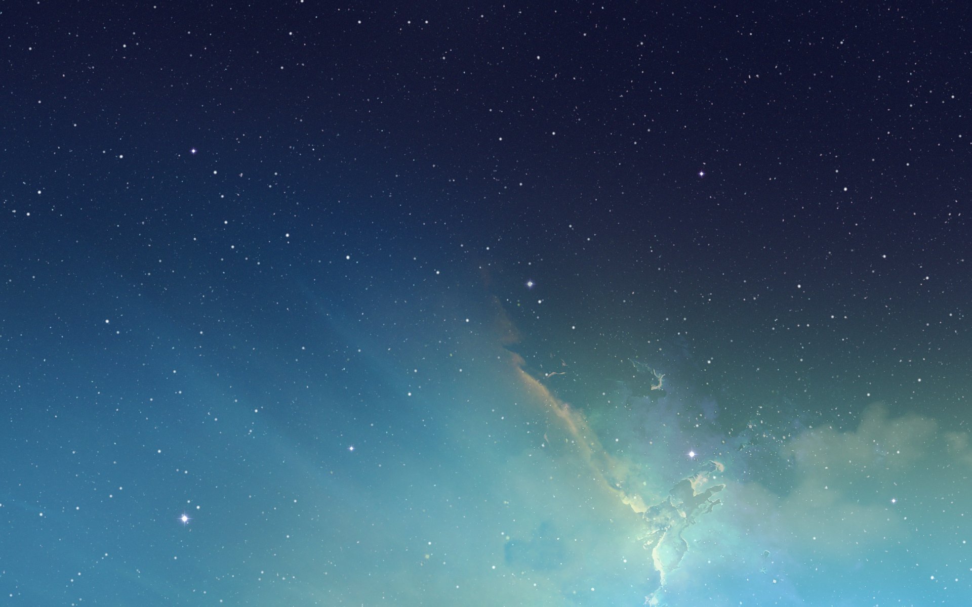 HD sci-fi desktop wallpaper featuring a vast starry night sky with glowing celestial clouds and distant stars scattered across deep space.